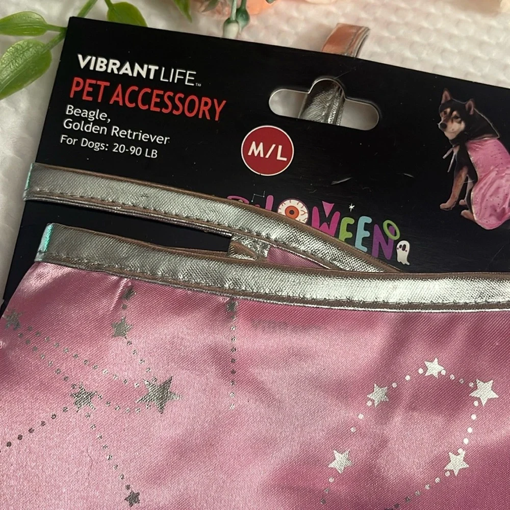 Vibrant Life Pink Pet Accessory with Silver Stars